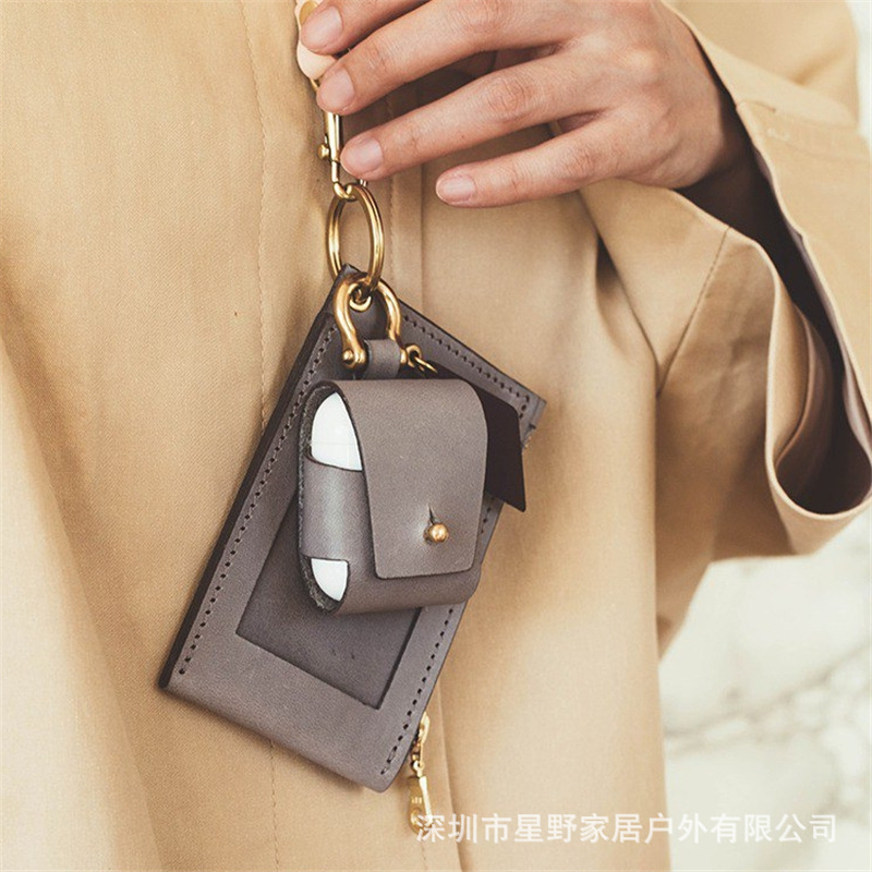 便携手提挂包创意皮革耳机包可挂腰蓝牙创意耳机皮制包装盒子