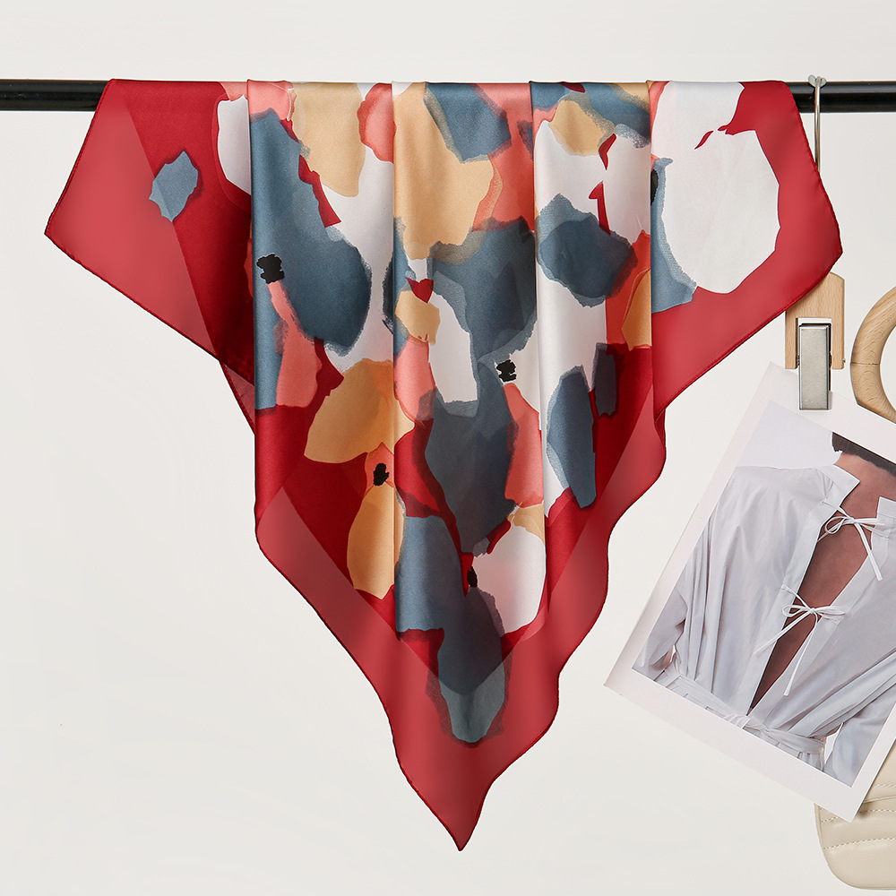 Transfronterizo nueva seda cuadrada impresión de moda 70 bufandas de seda decoración profesional floral bufandas damas al por mayor