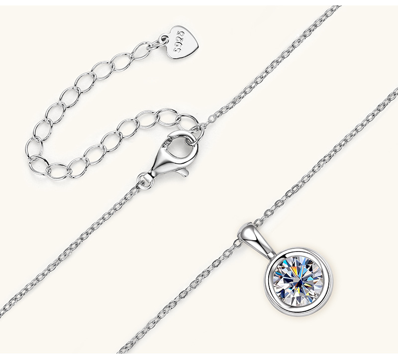 Moissanite Inlay Material Pendant Necklace Classification 925 Sterling Silver Moissanite Inlay Solid Color Pendant Necklace