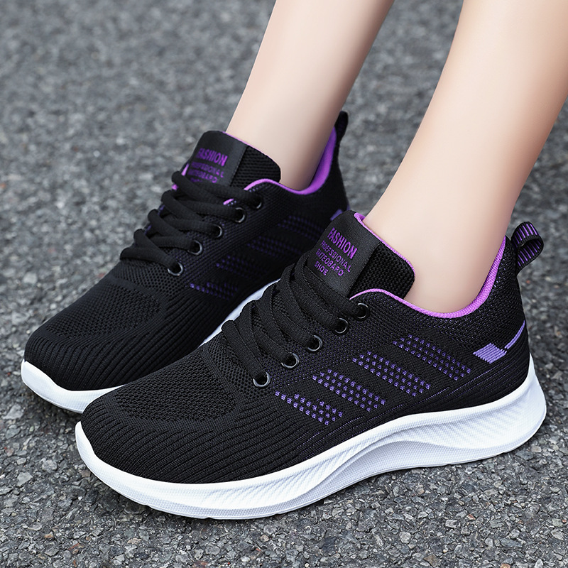 Zapatos para mujer, zapatos deportivos informales de suela blanda, zapatos individuales transpirables, zapatos de malla de punto volador, venta al por mayor, dropshipping, zapatos para correr para mujer