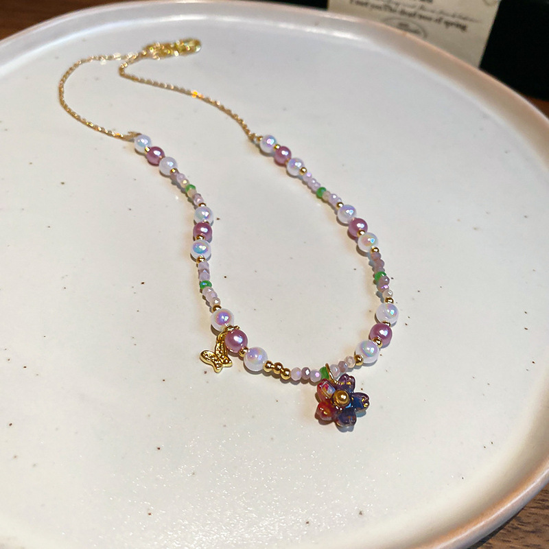 波西米亚贝珠绿松石串珠珍珠项链配饰女轻奢小众锁骨链高级感项饰|undefined
