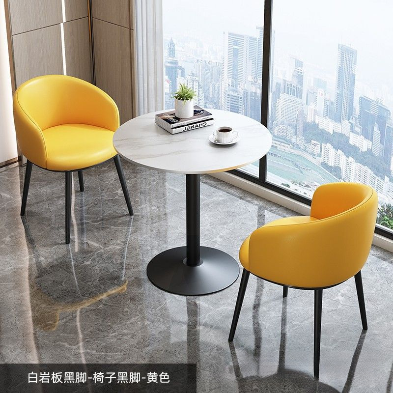 轻奢岩板桌家用休闲桌阳台办公室小圆桌奶茶店桌接待休闲洽谈桌椅|undefined
