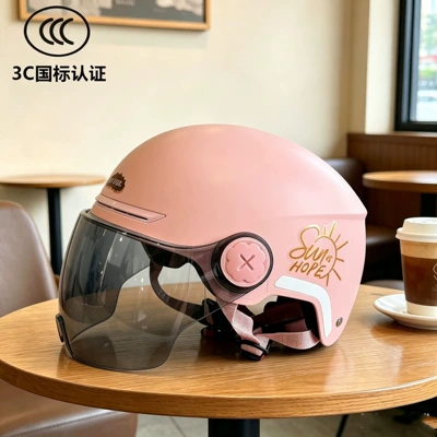 All Seasons, Summer, with Ear Protection, New – Motosiklet kaskı (dəbilqə) - class-a-national-standard-sunshine-pink-breathable-model-sun-protection-lenses-543g
