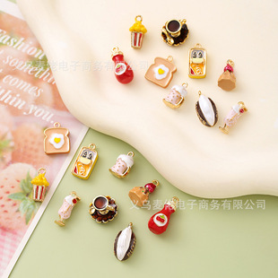 Cute three-dimensional simulation popcorn tomato sauce alloy oil drop pendant diy handmade earrings necklace wholesale