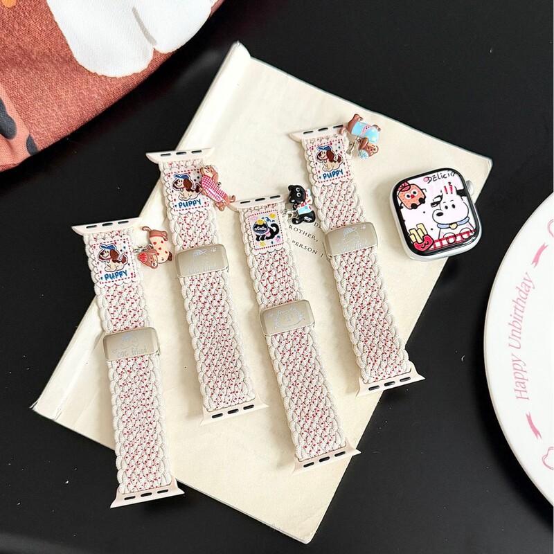 Kitten and Puppy Pendant Magnetic Woven Strap Suitable for Apple Watch Iwatch11 Generation 98765Ultrase