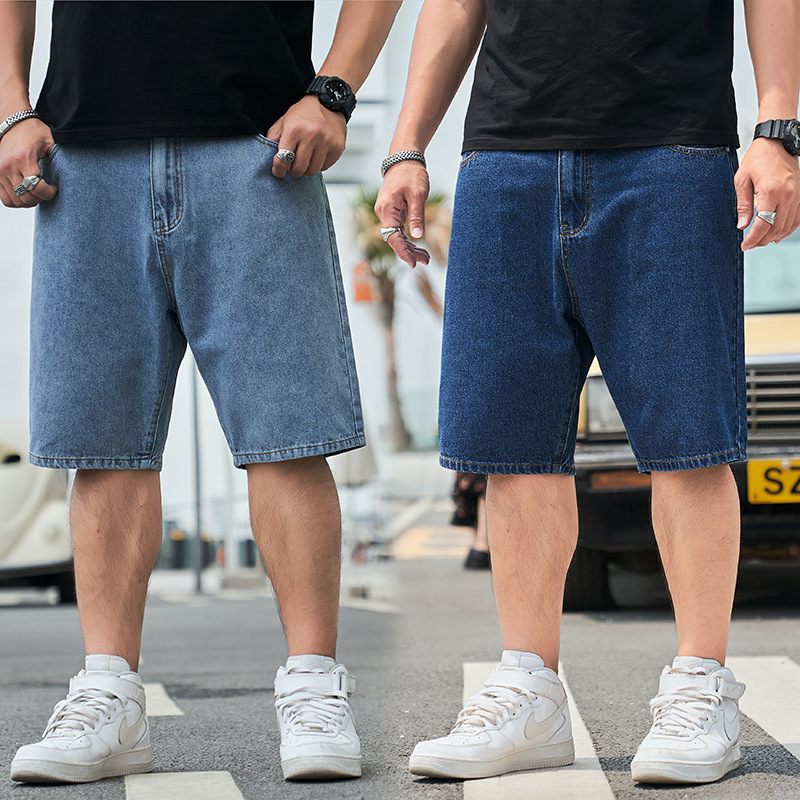 Summer Thin Loose Straight Five-point Pants Men's Soil Denim Shorts Extras Large Size Cropped Pants for Fatty Men