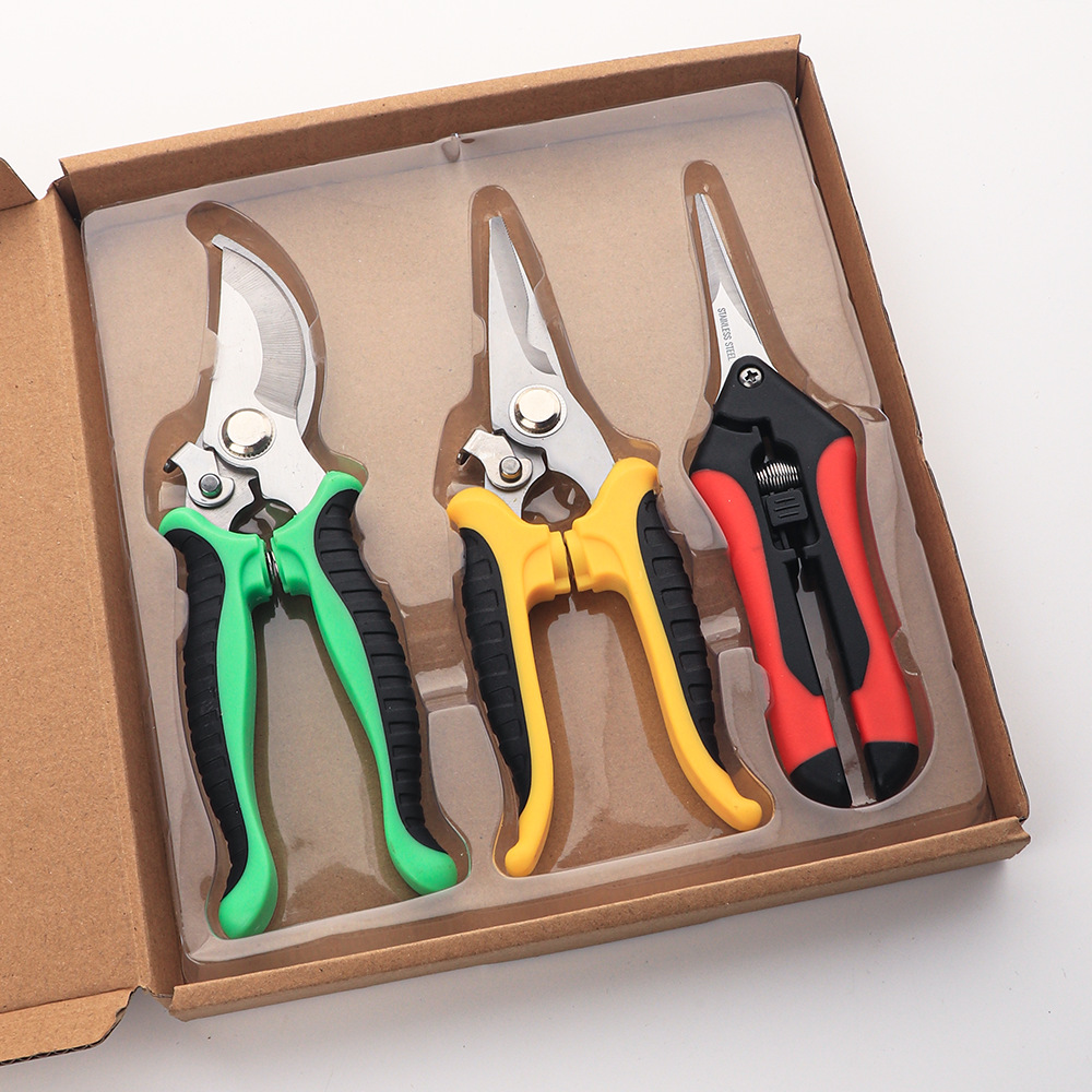 정원 가위 3 조각 세트-녹색 노란색 빨간색 검은 색