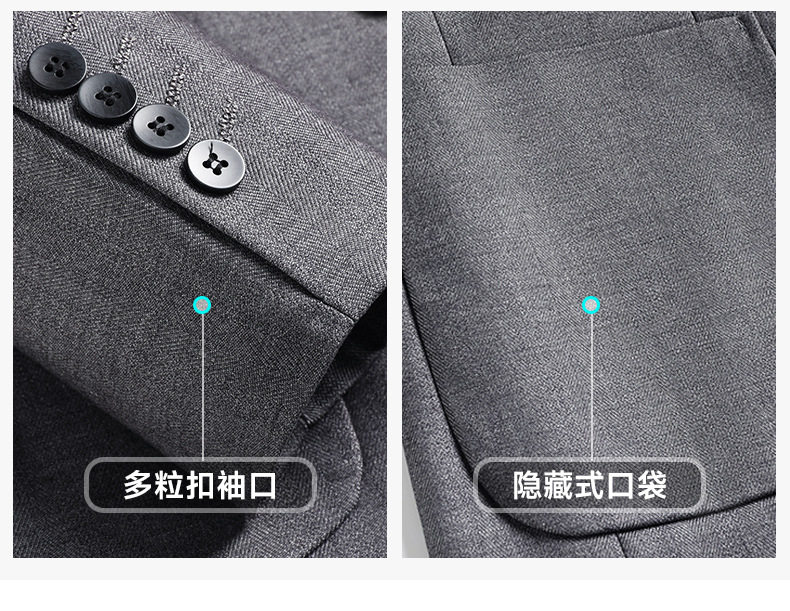 Áo vest công sở nam len pha không cần là ủi, mỏng nhẹ, màu trơn, ôm dáng, một hàng hai nút — Màu xám, Màu đen, Xanh hải quân chi tiết 11