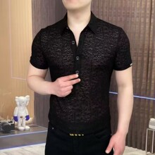 2025总裁同款精品抖音爆款镂空polo衫男上衣