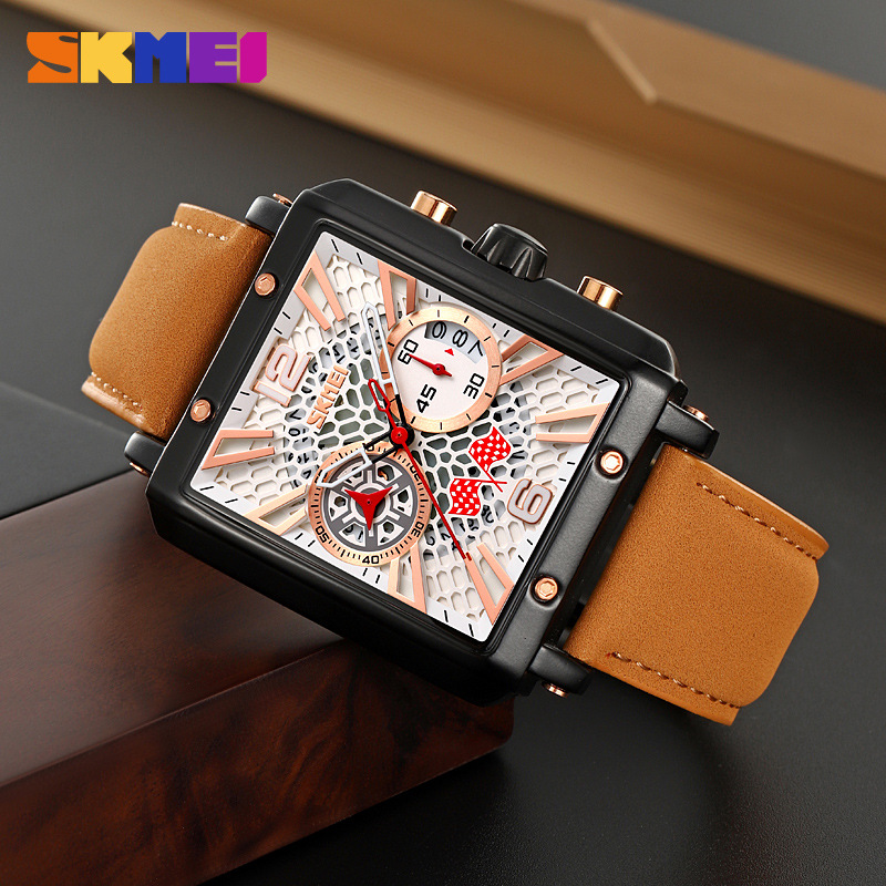 Momento Meiyuan Factory hombre cuadrado cronógrafo de carreras correa esmerilada relojes de cuarzo impermeables ventas transfronterizas calientes