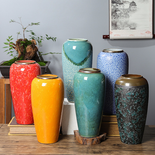 32CM high Jingdezhen ceramic vase home soft decoration model room hotel new Chinese style vase dried flowers ornaments flower ware
