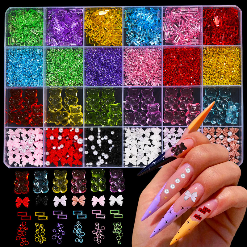 Cyber Celebrant New Products Boxed Nail Art Jewelry Color Ice Transparent Acrylic Gummy Bear Resin Nail Decoration Cyber Celebrant New Products Boxed Nail Art Jewelry Color Ice Transparent Acrylic Gummy Bear Resin Nail Decoration
