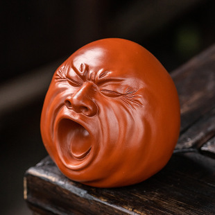 Creative Purple Clay Yawning Ugly Face Tea Pet Ornament for Tea Table Decoration Tea Set Accessories
