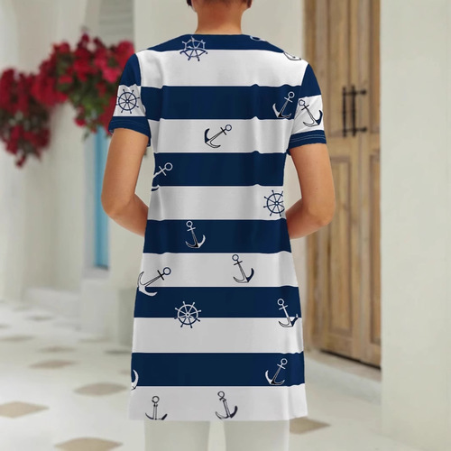 Fashionable Short Sleeve Nautical Stripe Short Sleeve Dress, Stylish and Refined, Slimming and Tailored