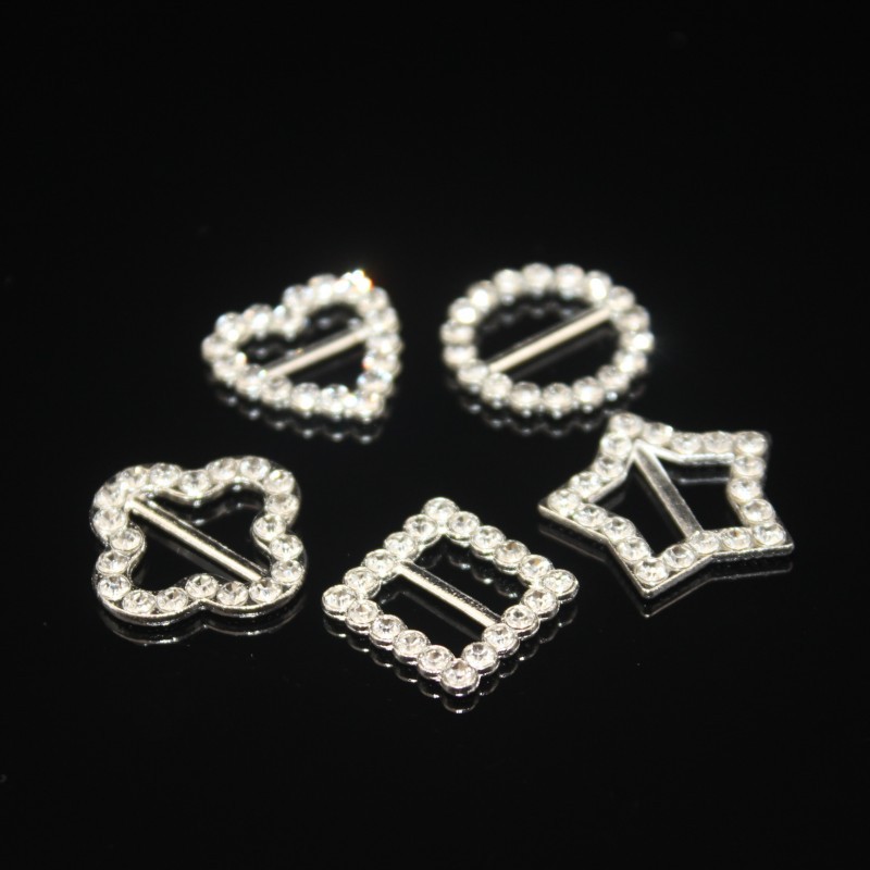 DIY韩版手工圆正方五角星桃心四叶草合金钻扣配饰鞋扣服饰发饰