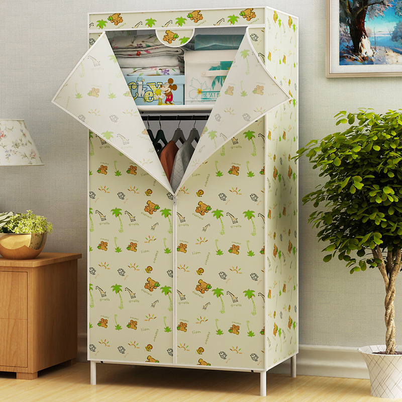 Dust-Proof Steel Pipe Fully Enclosed Wardrobe Rental Wardrobe with Zipper Simple Cloth Wardrobe Steel Pipe Cloth Wardrobe