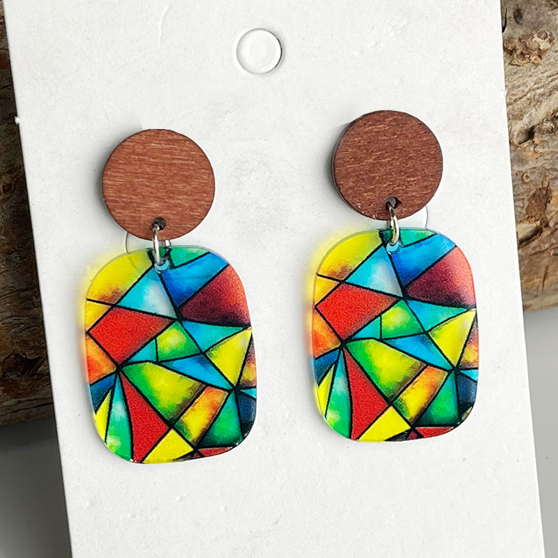 1 Pair Simple Style Classic Style Color Block Heart Shape Printing Arylic Pu Leather Drop Earrings display picture 15