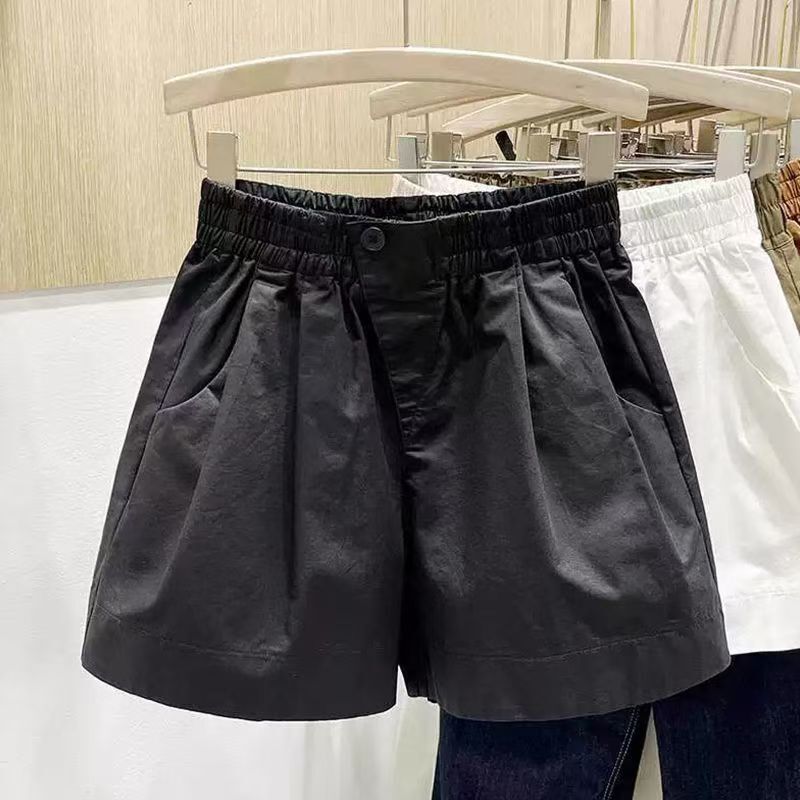 Summer Loose-Fitting Slimming Wide-Leg Pants High-Waisted Casual Versatile Twill Suit Shorts with Triangle Front Closure Summer Loose-Fitting Slimming Wide-Leg Pants High-Waisted Casual Versatile Twill Suit Shorts with Triangle Front Closure