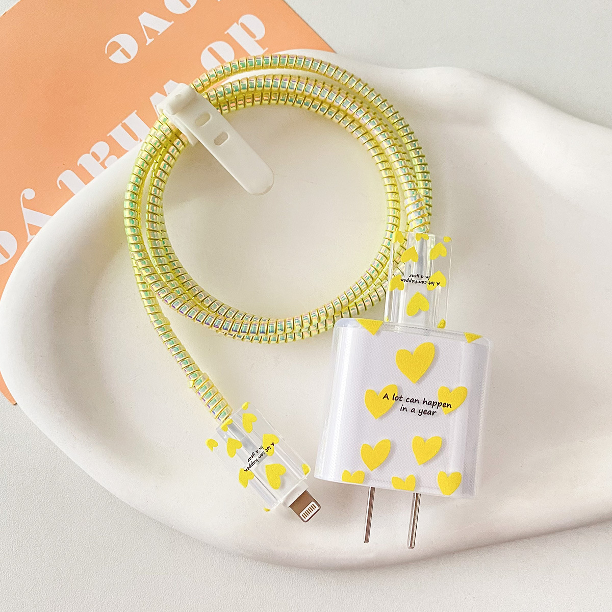 삼성 25w-Multiple 옐로우 러빙 하트 [블랙 버전]-헤드 커버 라인 커버 2 1 미터 레이저 옐로우 로프