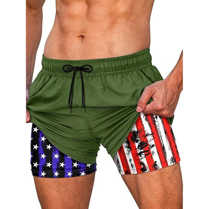 D8480 Dropshipping Aliexpress Amazon Cross-Border New Swimming Trunks Men's Swimming Trunks Compression Lining Swimming Trunks