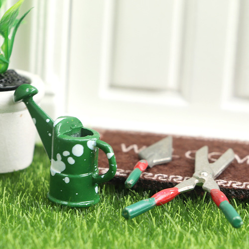 1:12 dollhouse dollhouse mini furniture garden scene green farm tool set kettle scissors shovel