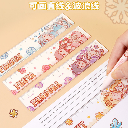 New product small mochi ruler magic series with wavy ruler hand account scale ruler transparent creative cute students