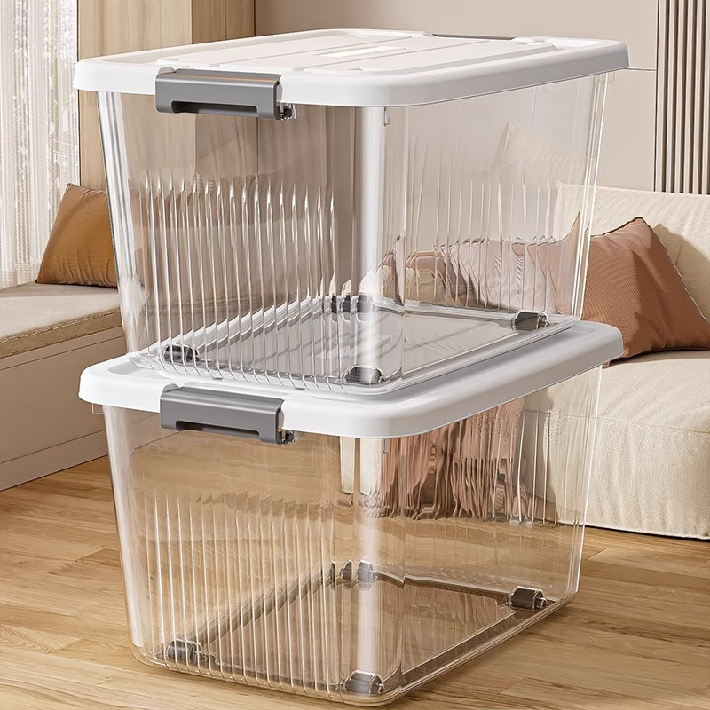 Large Transparent Storage Box for Clothing, Installation-Free Plastic Household Storage Box for Clothes, Portable Storage Box with Lid, Special for Sundries