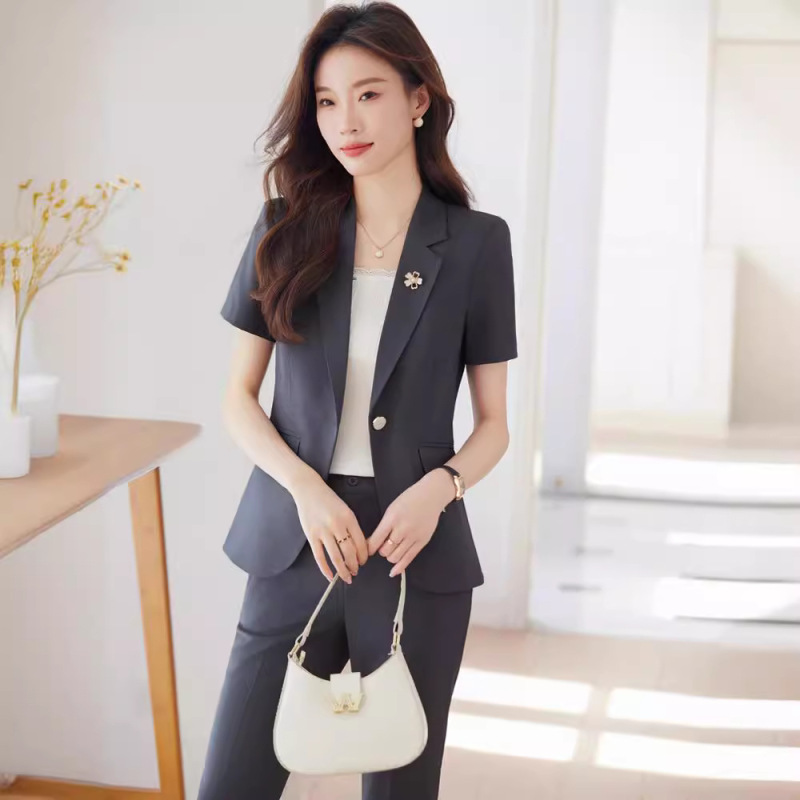 Summer New Short-sleeved Small Suit Jacket Women's Top Thin Professional Suit Dress Jewelry Store Work Clothes