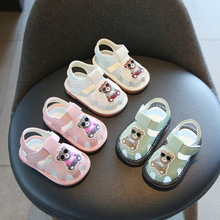 牛筋底防滑婴儿学步鞋夏季男宝宝卡通叫叫鞋女童凉鞋魔术贴批发价