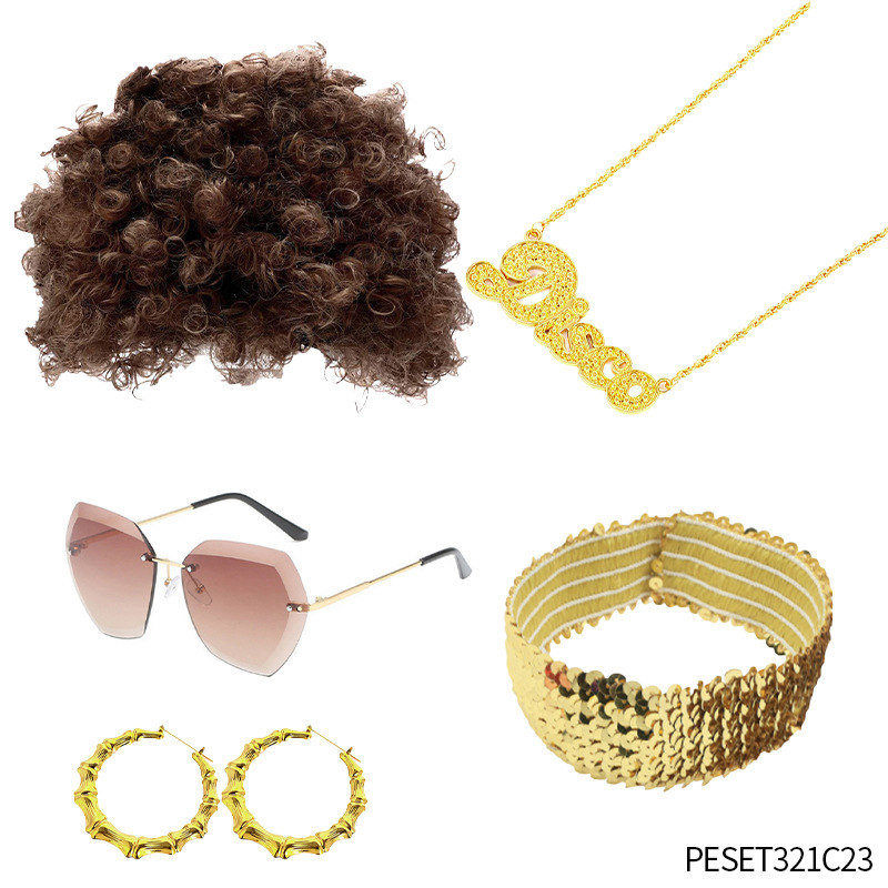 1970 Disco Party Vestir Accesorios de ropa Dólar estadounidense Gafas Anillo Collar Edad Accesorios de fiesta