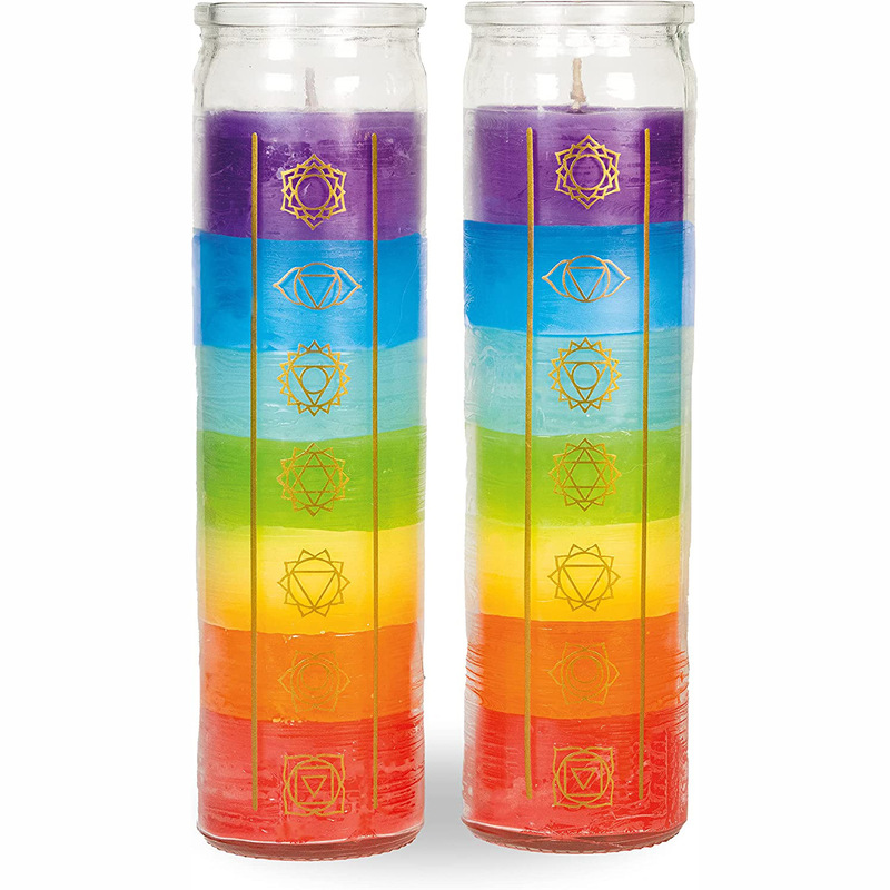 7-Day Cylindrical Rainbow-Colored Ice Flower Candle Home Decoration Meditation Yoga Long-Lasting Father's Day Gift Spring Festival Candle