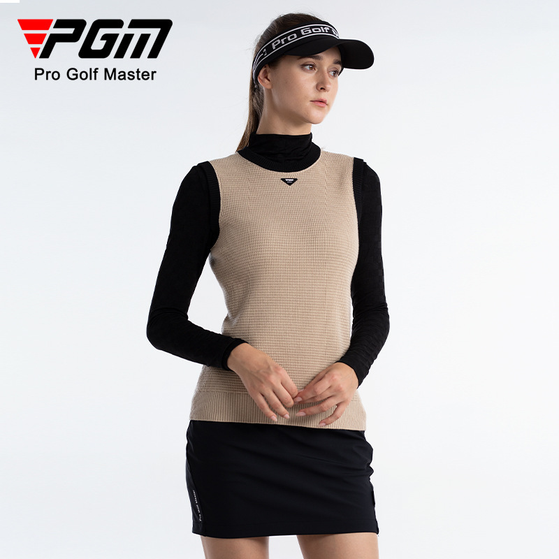 PGM golf clothing women's sweater vest autumn and winter warm women's color matching round neck woolen vest