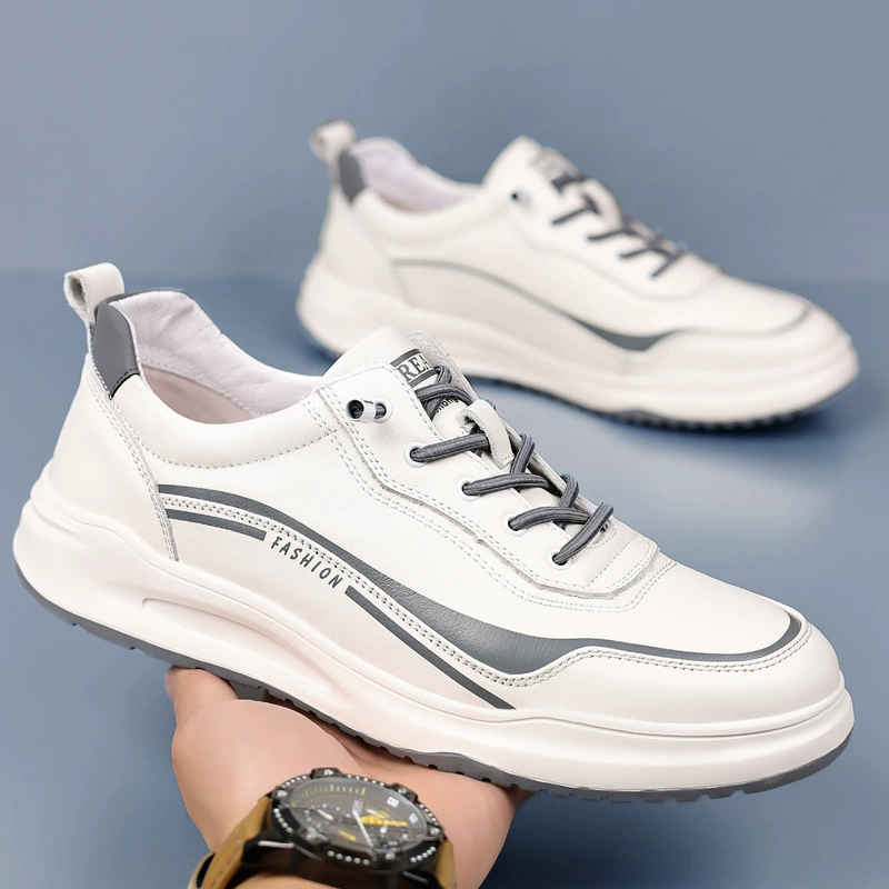 2024 Весенние летние кроссовки мужская повседневная маленькая белая обувь уличная спортивная обувь тренд дикая кожаная мужская обувь