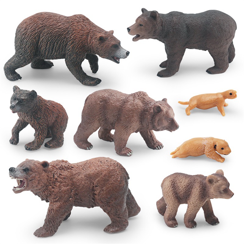 Simulación transfronteriza bosque animal oso pardo modelo de ciclo de crecimiento cognición infantil oso pardo proceso de transformación de crecimiento adornos