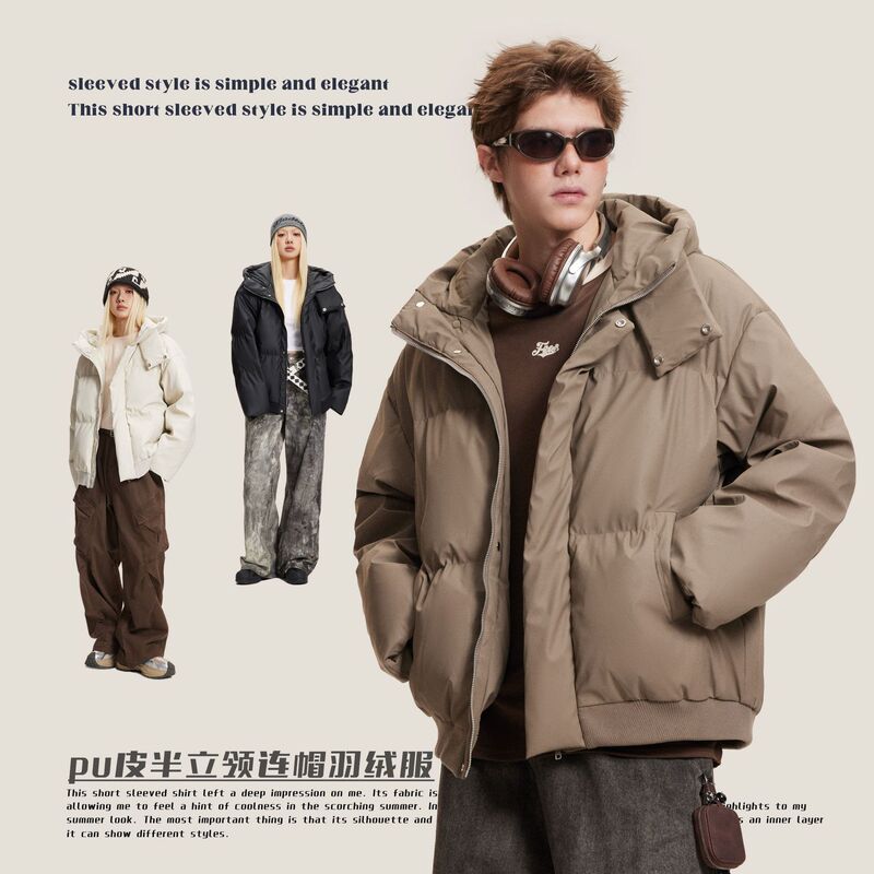 Catteeius Half Stand Collar down Jacket for Men and Women, Short Style, Winter 2025 New Model, Couple's Warm Trendy National Style Coat