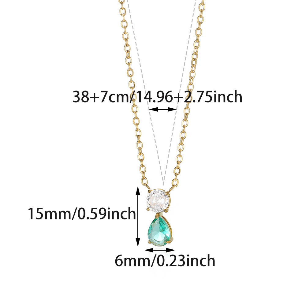 5g Weight 0.03µm-0.05µm Gold Plating Thickness PVD Coated Gold Plating Process Lobster Trigger Clasp Closure Clasp Closure Type Real Gold Plated Plating Material 304 Stainless Steel Pendant Material Birthstone Inlay Material Pendant Necklace Classification 304 Stainless Steel Chain Material cable chain Chain Type 1 Piece Quantity Holiday, Daily Occasion 304 Stainless Steel Material Water Droplets Pattern Women's Gender Vacation, Classic Style Style Waterproof Non Tarnish, Inlay Craft PVD Coated Real Gold Plated Water Droplets 304 Stainless Steel Vacation Classic Style Waterproof Non Tarnish 304 Stainless Steel Lobster Trigger Clasp Closure Pendant Necklace 19