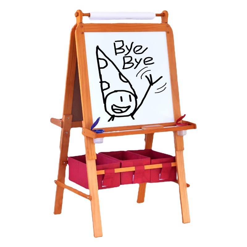 Soporte de doble cara para niños tablero de dibujo pizarra de madera para el hogar tablero de dibujo de madera maciza jardín de infantes pintura enseñanza pizarra negra al por mayor