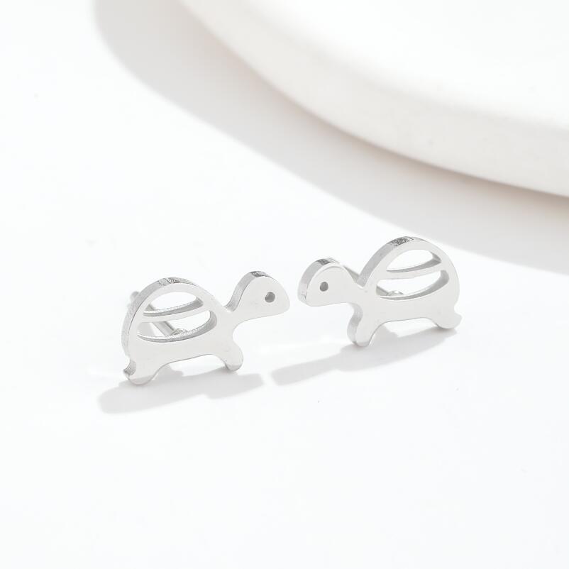Fashion Heart Shape Smiley Face Flower Stainless Steel Ear Studs 1 Pair