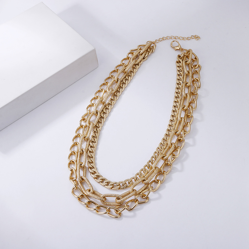 Retro Hip Hop Simple Multilayer Hollow Thick Necklace display picture 3