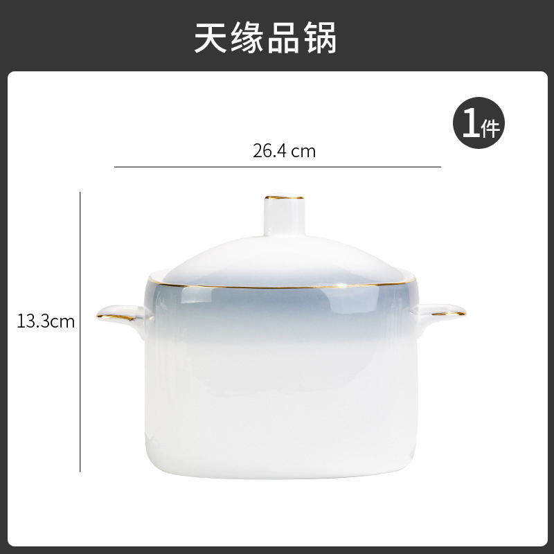 Tangshan tazón doméstico nuevo tazón de fideos hueso porcelana cubiertos sopa tazón de pintura dorado color gradiente puede microondas tazón de cerámica
