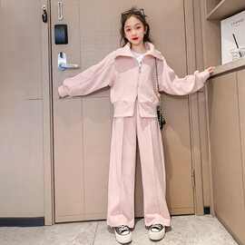 女大童秋装套装新款网红洋气小女孩时髦休闲开衫外套两件套潮童装