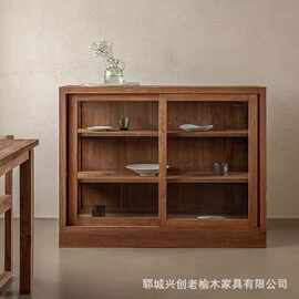 中古风实木餐边柜靠墙一体储物柜墙边柜客厅收纳柜置物柜子茶水柜