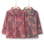 中老年人夏季女装九分袖衬衫奶奶装轻薄衬衫夏装休闲上衣老人衣服