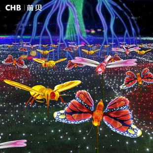 Outdoor dynamic butterfly animal lamp luminous bee dragonfly ant scenic park lighting landscape decorative insert lamp
