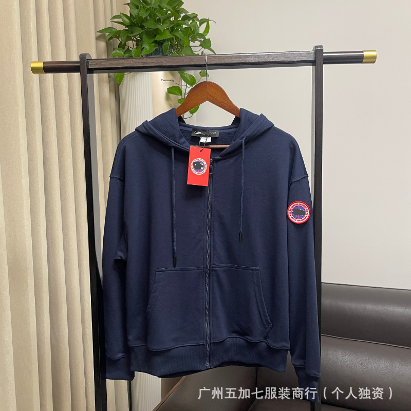 Cross-Border Factory Direct Sales Trendy Brand Goosejia Classic Men's and Women's Hooded Long-Sleeved Casual 300g Zipper Sweatshirt
