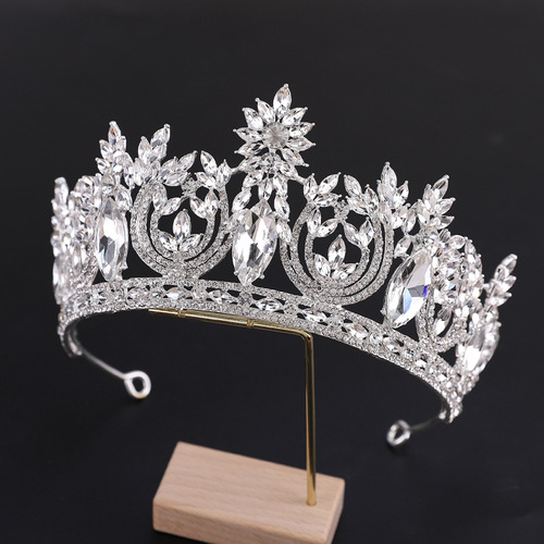 Cross-border European and American luxury bridal crown hair accessories crystal headband alloy hair crown atmospheric wedding accessories ball crown
