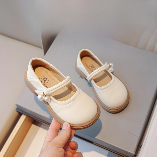 Children's Princess Shoes Summer Lightweight Breathable Baby Leather Shoes with Small Pearl Tassel Mary Jane Single Shoes Wholesale for Girls