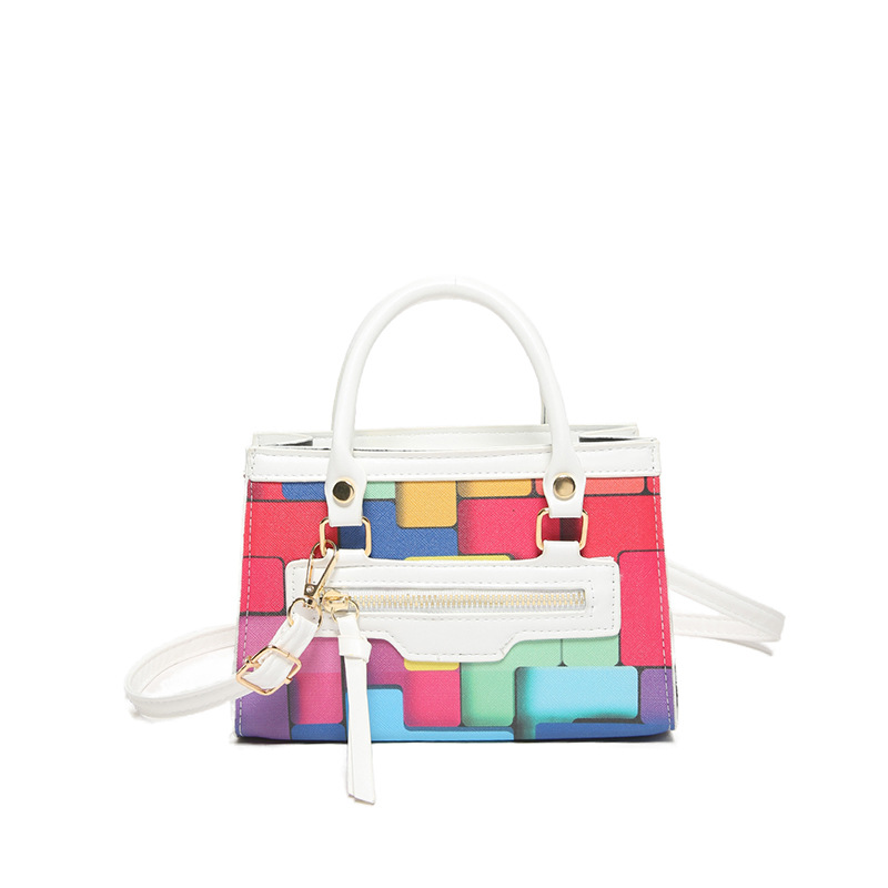 2024 verano nuevo color contrastante empalme de moda simple bolso de hombro casual bolso de mujer