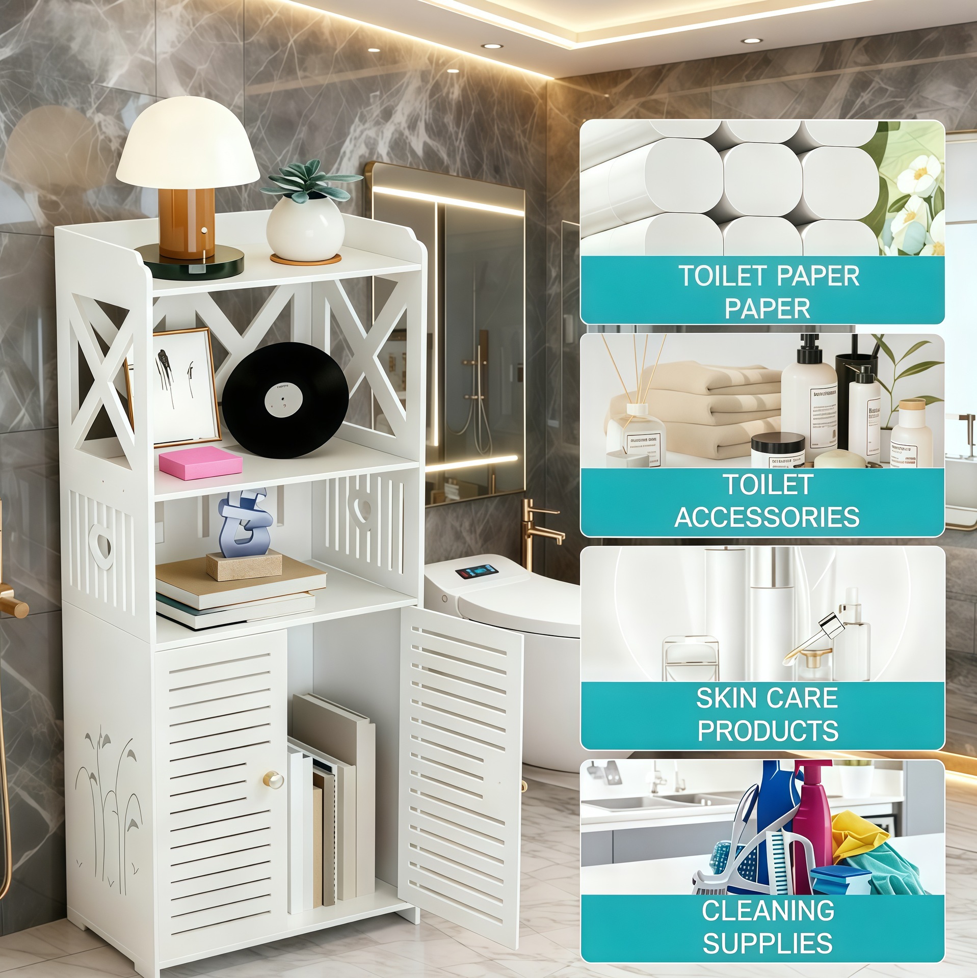 Bathroom Shelves, Bathroom Storage Racks, Floor-Standing Multi-Layer Storage Cabinets, Toilet Storage Racks, Bathroom Storage