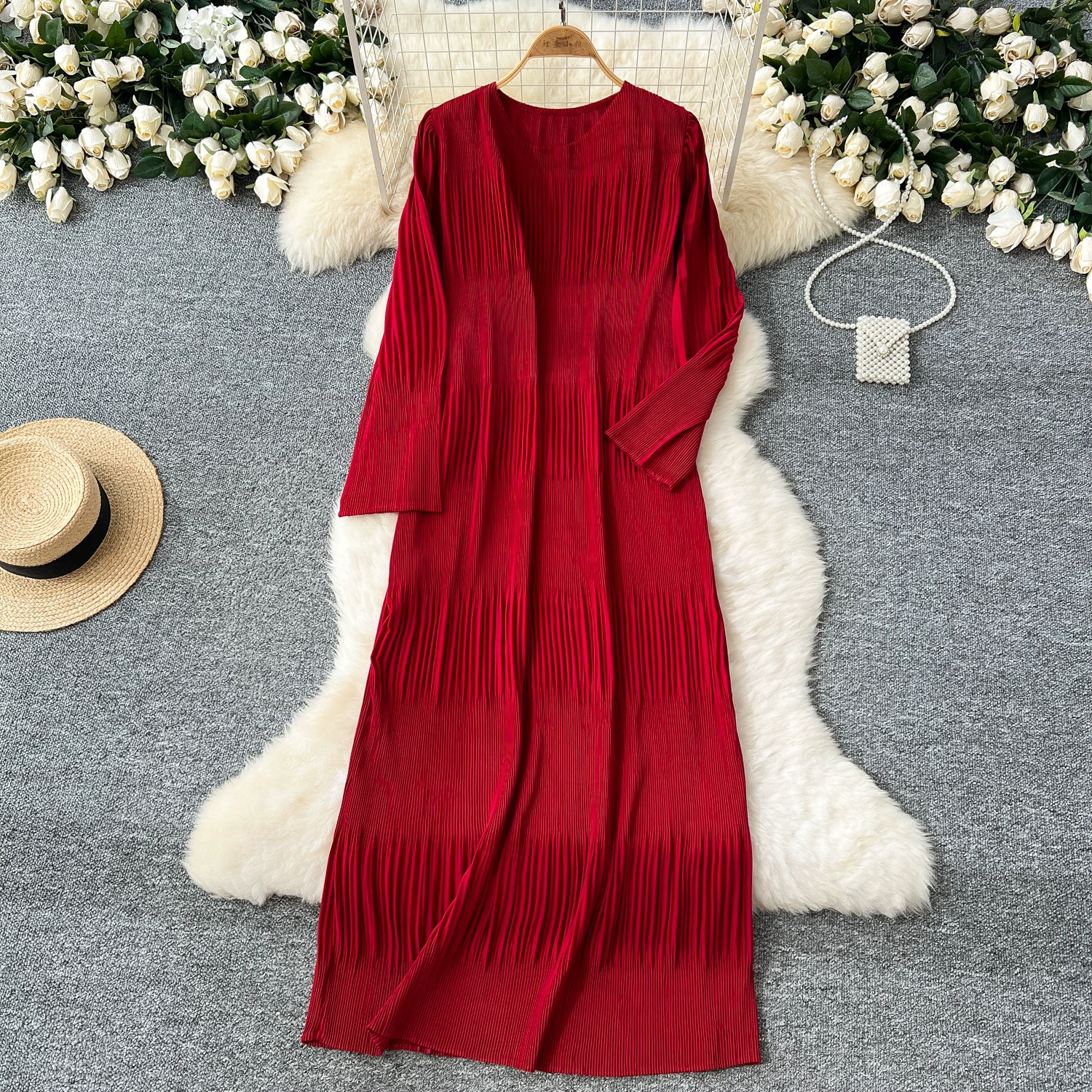 Европейский и американский стиль нишевые платья высокого уровня плиссированные женские осенние свободные тонкие юбки